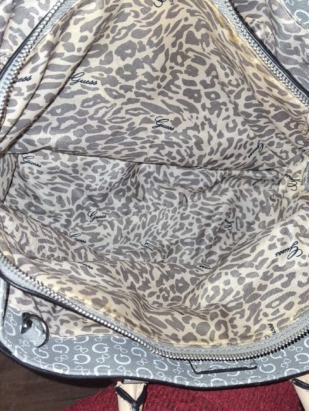 GUESS Gray Monogram Tote with Beige Handles - Picture 10 of 16